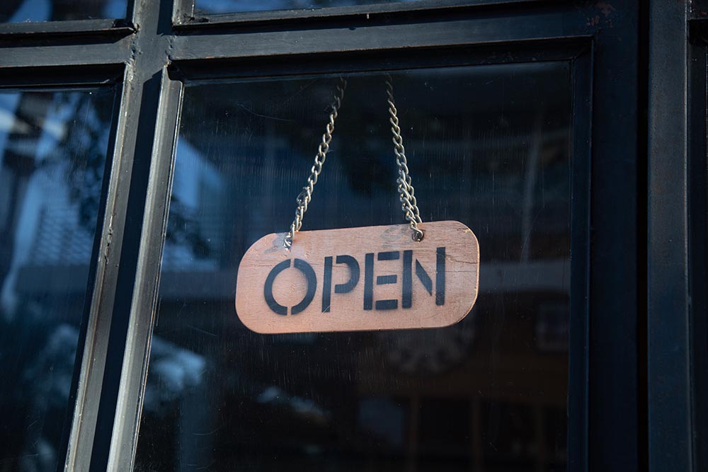 “open” business sign