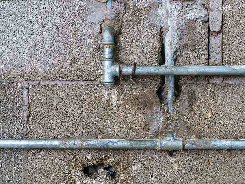 corroded potable water line